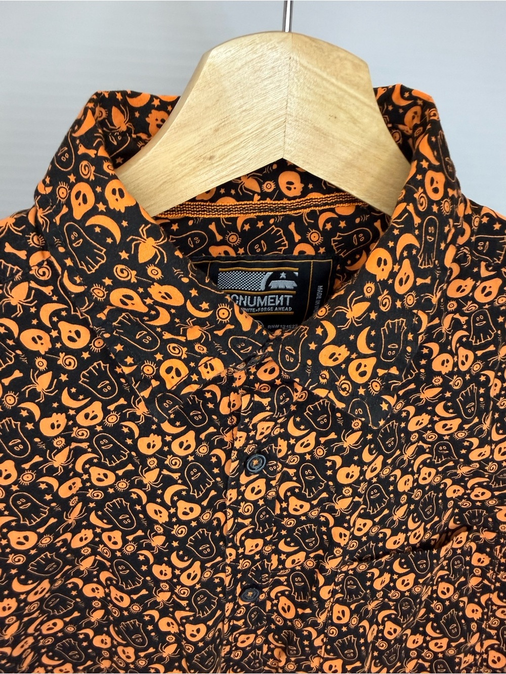 Men's Orange & Black Printed Shirt